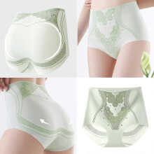 (XXL, Green) Invisible Shaping Panties High Elastic Waistband Breathable Fabric Tummy Slimming Full Coverage Women Underwear Briefs Green XL