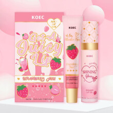 (Peach lip kit) KOEC Strawberry Lip Set Peach Lip Oil + Lip Milk Hydrating Moisturizing Anti-Crack