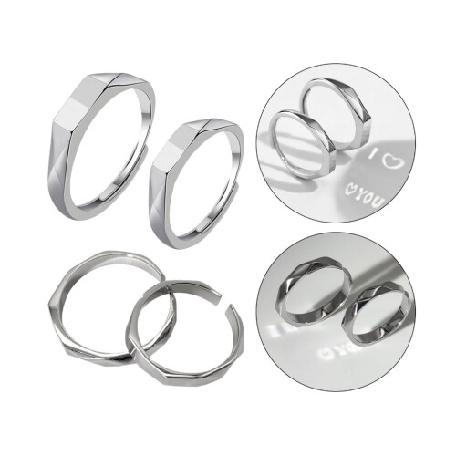 Sterling Silver Adjustable Couple Rings with Light 1