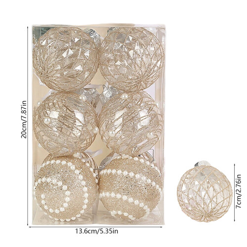 Christmas Ball Ornaments Beige Shatterproof Plastic 12 PCS 2