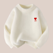 Girls White Crewneck Sweater 5 Years Soft Cotton Love Heart