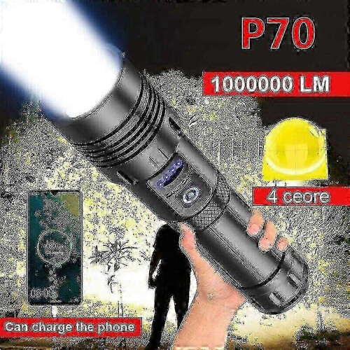 Τακτικός φακός LED 1000000 Lumens - Επαναφορτιζόμενος φακός εργασίας για χρήση σε εξ