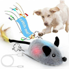 Interactive Dog Toys Mouse, Escaping Mice Squeaky Dog Toys with Lights Auto-Turn, Rechargeable Moving Dog Toys for Small/Medium/Large D