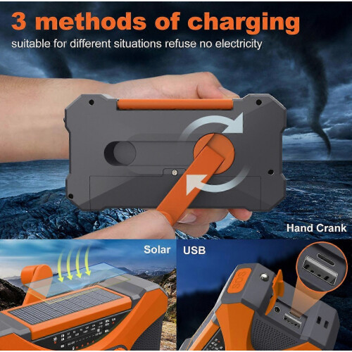 Ραδιόφωνο έκτακτης ανάγκης 10000mah με ηλιακό στροφαλοφόρο, φορητό ραδιόφων 1