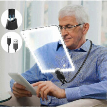 Loupe de lecture 5x avec lumière, lampe loupe mains libres rechargeable, col de cygne flexible et lentille ultra-claire - Idéale pour l