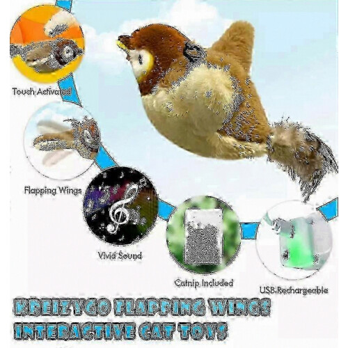 Electronic Interactive Flapping Sparrow Hanging Cat Toy 2