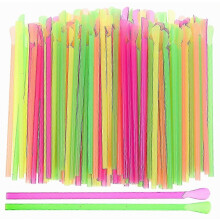 400-Pack Disposable Spoon Straws Combo - Slushie Drinking Straws with Scoop Ends