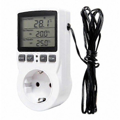 Digital Temperature Controller Power Socket Outlet Eu Plug Thermostat With Timer Switch Sensor Probe Heating Cooling