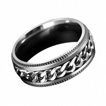 Drehbarer Bierflaschenöffner-Ring mit innerer Kette, Schmuckaccessoire aus Titanstahl
