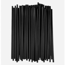 500pcs Disposable Plastic Straws Black Thin Cocktail Drinking Tubes 0.3x13cm