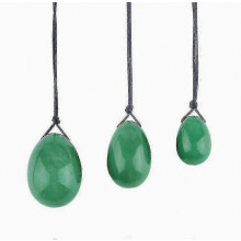 Uovo di giada naturale per esercizi del pavimento pelvico femminile, set di 3 pezzi per allenamento vaginale, verde.