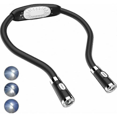Lampe de lecture LED, lampe de cou mains libres, flexible, à piles