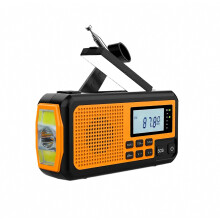 Crank Radio +FM BT Noodradio met 5000 mAh batterij, zonne-energie en wekker (Blackout) E 0619 SZRH AX 0725 Editie 0816_yshdk