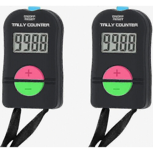 Lot de 2 compteurs électroniques manuels numériques avec cordon, modèle addition/soustraction