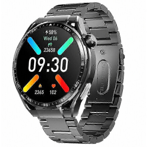 F200 Smart-Uhr, Schwarz, 3-reihig, Stahl