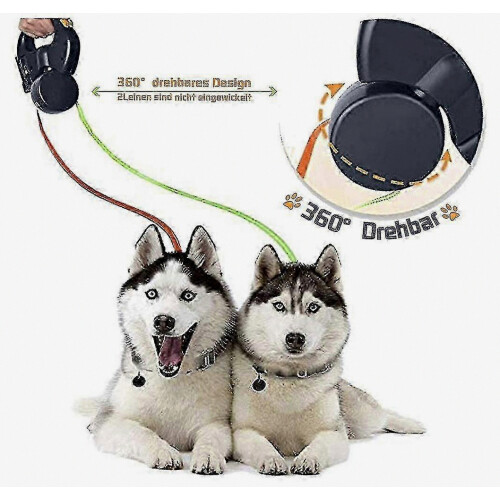 Guinzaglio doppio retrattile per 2 cani 2