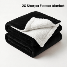 (2X King Blanket, Black) Moonlight Reversible Sherpa Fleece Wool Blanket - Ultra Soft Warm Plush Throw