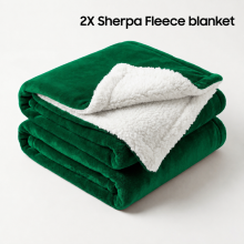 (2X King Blanket, Emerald) Moonlight Reversible Sherpa Fleece Wool Blanket - Ultra Soft Warm Plush Throw