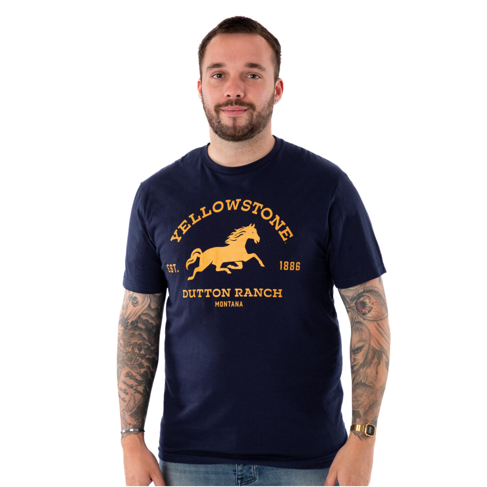Yellowstone (X-Large) Short Sleeved T-Shirt (Mens Blue)