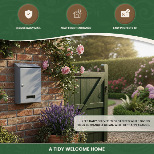 Wall Mounted Lockable Post Box 360×230×100mm Grey 1