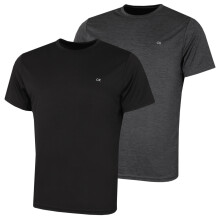 (L, Black/Grey) Calvin Klein Mens 2026 2 Pack Lightweight Wicking Performance Tech T-Shirt