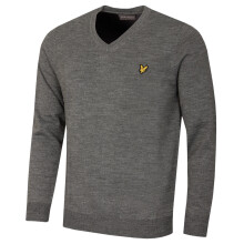 (XL, Mid Grey Marl) Lyle & Scott Mens V Neck Merino Wool Acrylic Durable Sweater