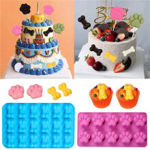 Stampi Nel Silicone per Zampe E Ossa (18 Pezzi) per Dolci, Cioccolato, Caramelle, Gelatine, Dolcetti per Cani, Stampi per Cubetti di Ghiaccio
