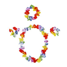 18 Set Hawaien Jupe en Fleur Hula Lei Bracelet Garland Deguisement - Rose