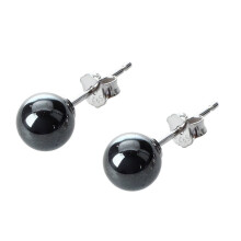 2X Hematite + 925 Sterling Silver Earrings Ear Studs 0.23 inch HOT