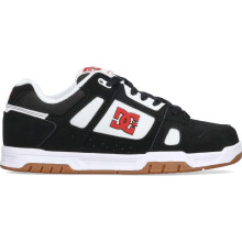 (8, Black/White/Athletic Red) DC Shoes Mens Stag Low Rise Suede Leather Skate Skater Trainers Sneakers