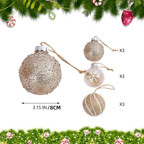 AuroraX Gold Boho Christmas Ornaments Set 9 pcs 2
