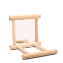 Wooden Bird Mirror Swing Toy for Parrot Cage