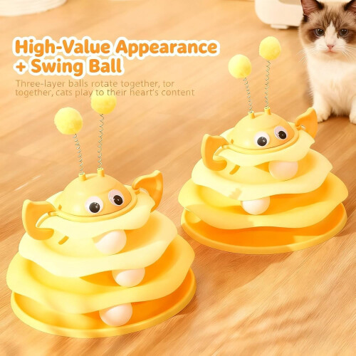 Cat Toy Tower Interactive 3-Layer with Rotating Bee and 2