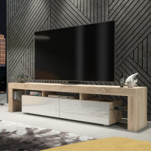 TV Unit TV Stand Cabinet Sideboard Oak White High Gloss Storage Modern 200cm