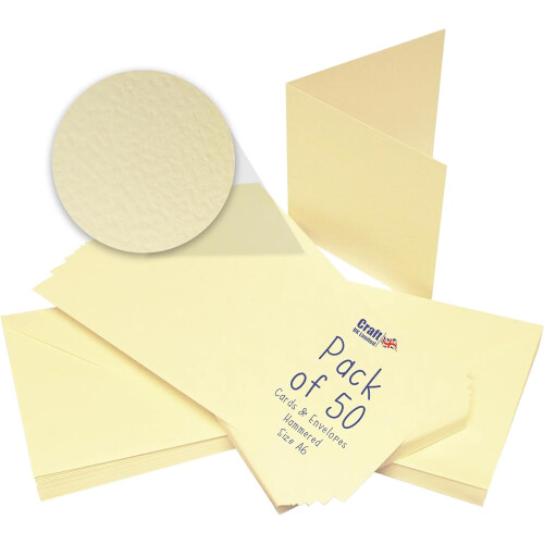 Craft UK W110 A6 Ivory Hammered Cards & Envelopes