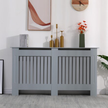 Kensington Radiator Cover (Large - 152 x 19 x 82cm) Grey Vertical Slat Wood