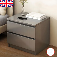 Grey Wooden Bedside Table Cabinet 2 Drawers Nightstand Bedroom Storage Furniture