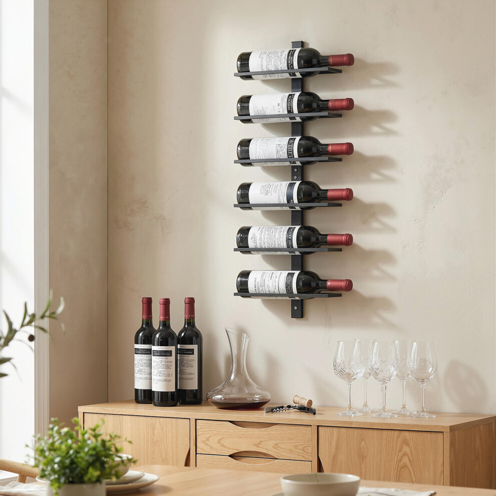 Homcom Wall Mount Wine Rack For 6 Wine Bottles, Black
