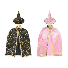 (Black and pink) Capas de bruja de Halloween de primera calidad, artículos para pedir dulces y recuerdos para fiestas infantiles.