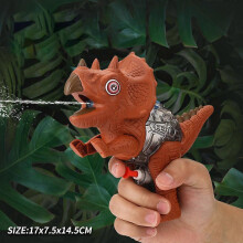 (Brown Triceratops) Juguete acuático portátil de verano con asa ajustable para que los niños se diviertan al aire libre.