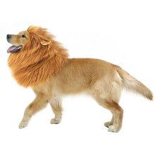 (Brown with ear) Lion Mane Dog Wig Costume with Ears for Pet Party