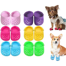 (Purple) Breathable Mesh Dog Summer Slippers Candy Pet Shoes