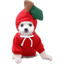 (Red Apple, M) Warm Dog Hoodie Sweatshirt for Small Medium Large Dogs Cats Chihuahua -Aoba
