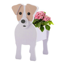 (Multicolor, Jack Russell seeders) Fioriera a forma di cane, facile da assemblare, per uso esterno e interno.