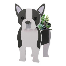 (Multicolor, V-Boston Terrier Grower) Fioriera a forma di cane, facile da assemblare, per uso esterno e interno.