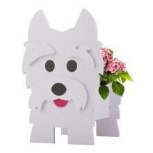 (Multicolor, Highland white) Fioriera a forma di cane, facile da assemblare, per uso esterno e interno.