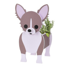 (Multicolor, Chihuahua dog seeder) Fioriera a forma di cane, facile da assemblare, per uso esterno e interno.