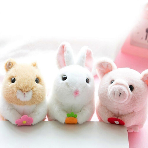 (Thread pulling rabbit) Mini peluche de conejo/cerdito/ratón para muñeca con suave algodón PP, mini juguete de cuerda. 1
