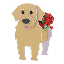 (Multicolor, Golden flower pot) Fioriera a forma di cane, facile da assemblare, per uso esterno e interno.