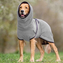 (Grey, 2XL) New Pet Clothes Absorbent Outdoor Towel Puppy Dog Drying Robe Soft Sleepwear Coat Sellwell